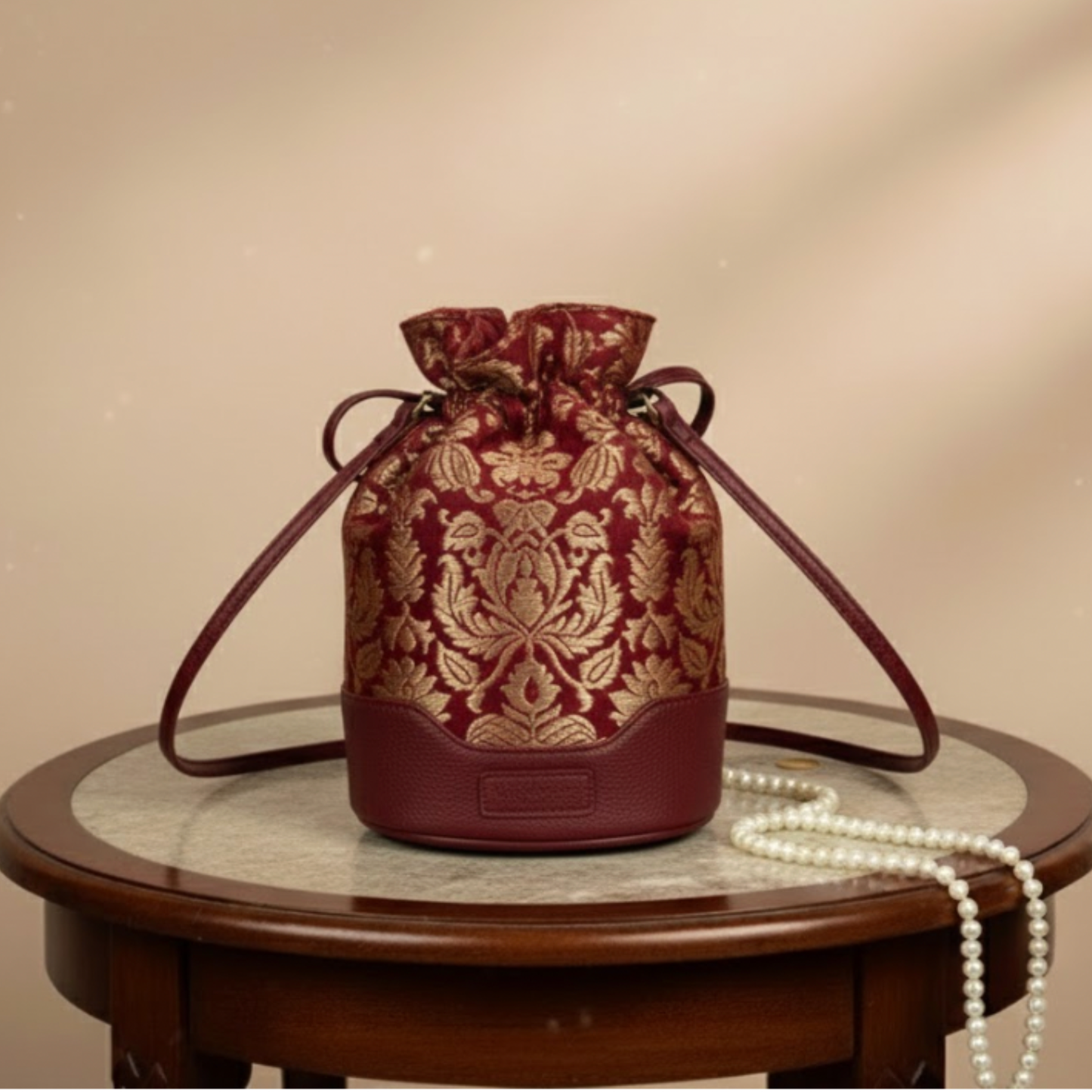 Crimson Tapestry Potli - Ruby Red