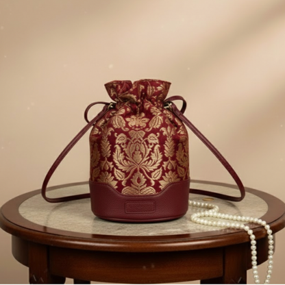 Crimson Tapestry Potli - Ruby Red